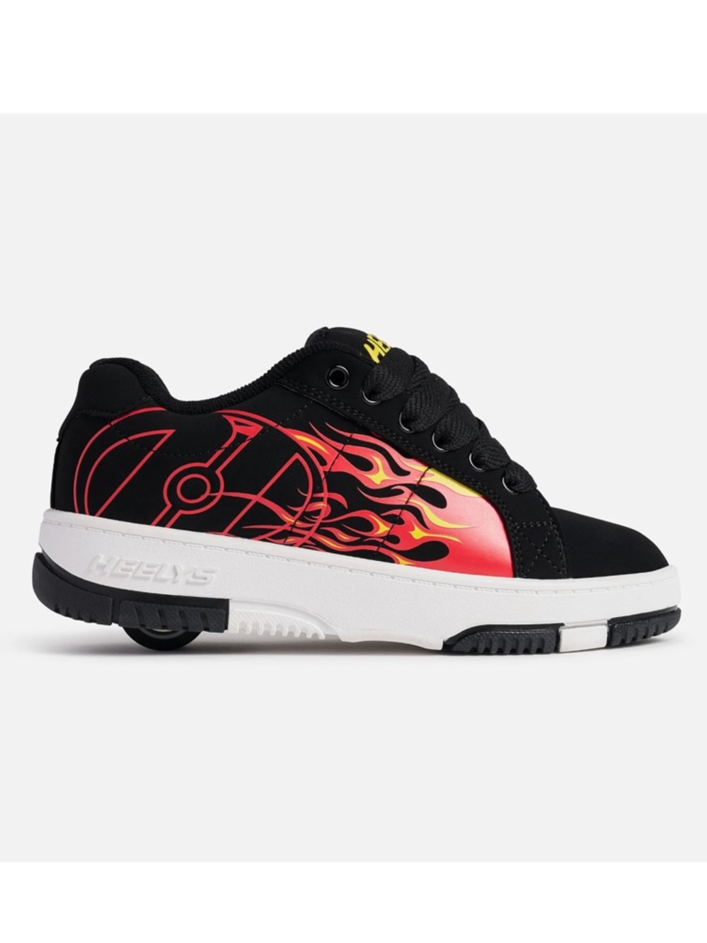 Heelys Black Skate Sneakers with Red and Yellow Flame Detail